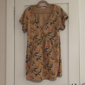 Known Supply Floral V-Neck Button Dress